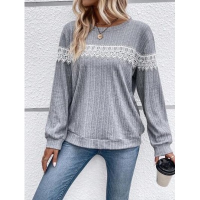 LUNE Contrast Guipure Lace Drop Shoulder Sweatshirt - Choose Your Size