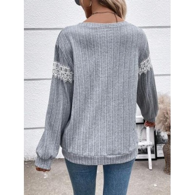 LUNE Contrast Guipure Lace Drop Shoulder Sweatshirt - Choose Your Size