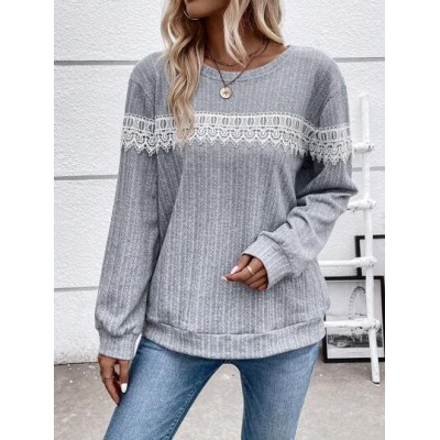 LUNE Contrast Guipure Lace Drop Shoulder Sweatshirt - Choose Your Size