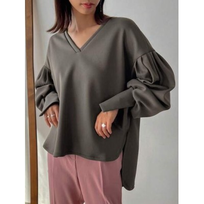 Women.s V-neck Drop Shoulder Sleeve Sweatshirt - Choose Your Size