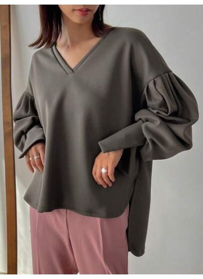 Women.s V-neck Drop Shoulder Sleeve Sweatshirt - Choose Your Size