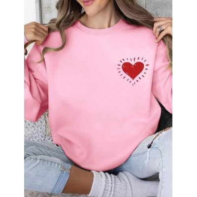 EZwear Women.s Heart Pattern Round Neck Sweatshirt - Choose Your Size