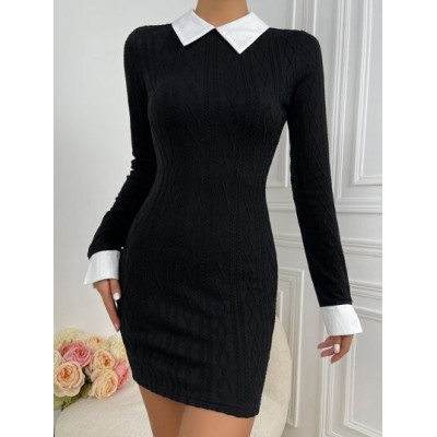 Privé Contrast Trim Keyhole Back Bodycon Dress - Choose Your Size