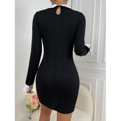 Privé Contrast Trim Keyhole Back Bodycon Dress - Choose Your Size