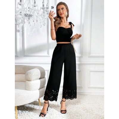 Privé Laser Cut Out Wide Leg Pants - Choose Your Size