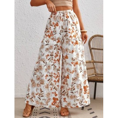 VCAY Floral Print Wide Leg Pants - Choose Your Size