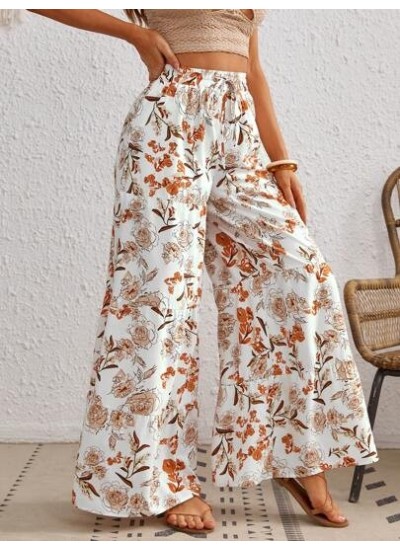 VCAY Floral Print Wide Leg Pants - Choose Your Size