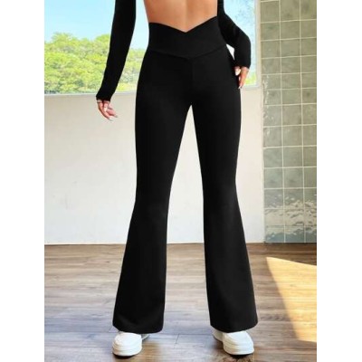 EZwear Overlap Waist Flare Leg Pants - Choose Your Size