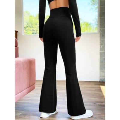 EZwear Overlap Waist Flare Leg Pants - Choose Your Size