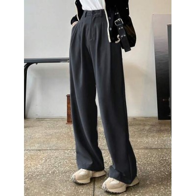 High Waist Plicated Detail Wide Leg Pants - Choose Your Size