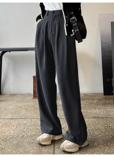 High Waist Plicated Detail Wide Leg Pants - Choose Your Size