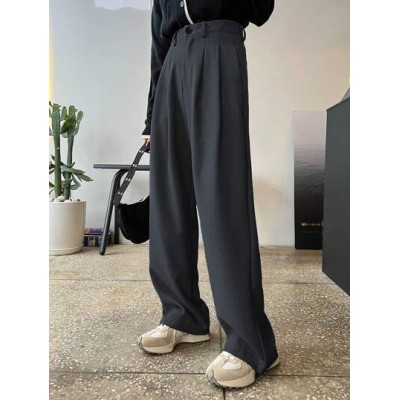 High Waist Plicated Detail Wide Leg Pants - Choose Your Size