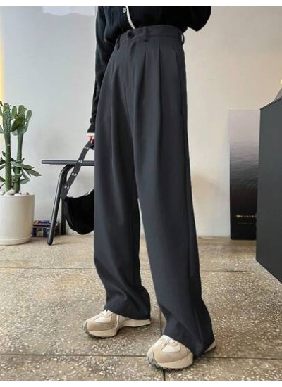 High Waist Plicated Detail Wide Leg Pants - Choose Your Size