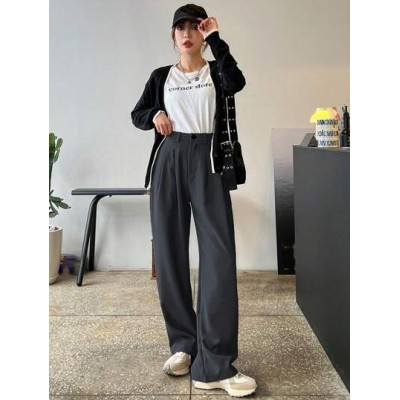 High Waist Plicated Detail Wide Leg Pants - Choose Your Size