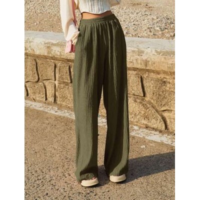 Solid Elastic Waist Pants - Choose Your Size