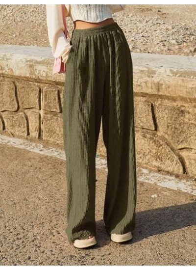 Solid Elastic Waist Pants - Choose Your Size