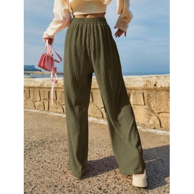 Solid Elastic Waist Pants - Choose Your Size