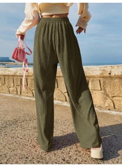 Solid Elastic Waist Pants - Choose Your Size