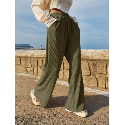 Solid Elastic Waist Pants - Choose Your Size