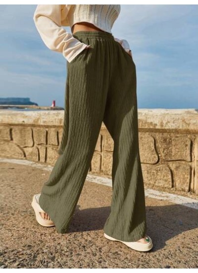 Solid Elastic Waist Pants - Choose Your Size