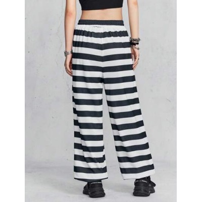 Coolane Women.s Letter Patch Ripped Striped Joggers Pants - Choose Your Size