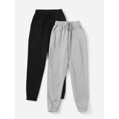 EZwear 2pcs Solid Drawstring Waist Sweatpants - Choose Your Size