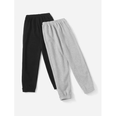 EZwear 2pcs Solid Drawstring Waist Sweatpants - Choose Your Size