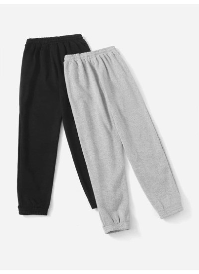 EZwear 2pcs Solid Drawstring Waist Sweatpants - Choose Your Size