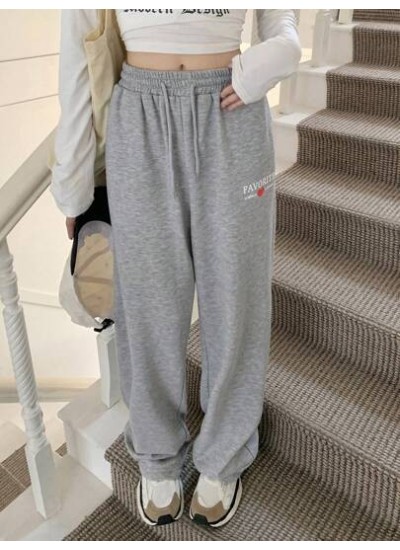 Letter Graphic Drawstring Waist Sweatpants - Choose Your Size