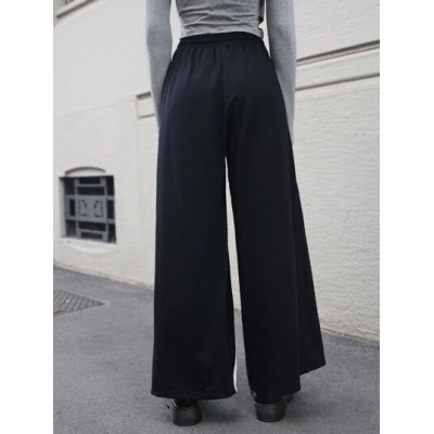 Essnce Contrast Tape Drawstring Waist Wide Leg Sweatpants - Choose Your Size