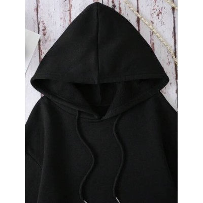 EZwear Slogan Graphic Drop Shoulder Drawstring Hoodie - Choose Your Size