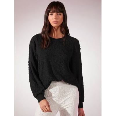 Essnce Solid Textured Drop Shoulder Sweatshirt - Choose Your Size