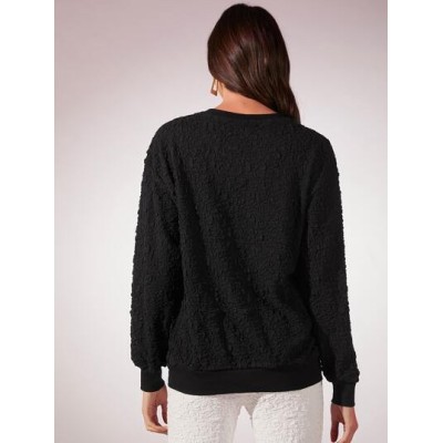 Essnce Solid Textured Drop Shoulder Sweatshirt - Choose Your Size