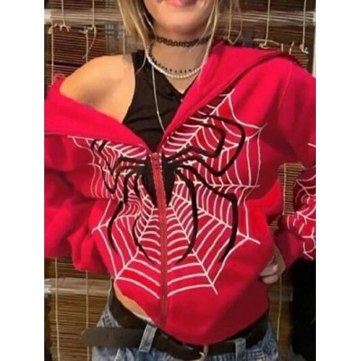 EZwear Women.s Spider Web Pattern Zip Up Hoodie - Choose Your Size