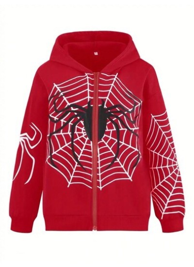 EZwear Women.s Spider Web Pattern Zip Up Hoodie - Choose Your Size