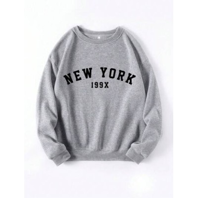 EZwear Letter Graphic Thermal Lined Sweatshirt - Choose Your Size