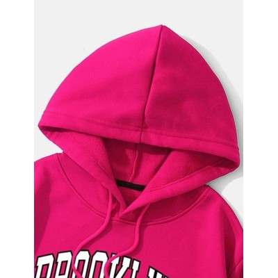 EZwear Letter Graphic Thermal Lined Drawstring Crop Hoodie - Choose Your Size