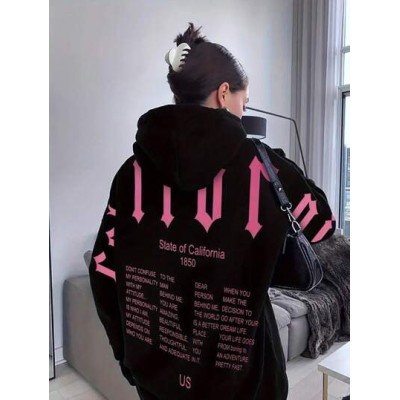 Essnce Women Letter Printed Casual Hooded Sweatshirt For Daily Wear - Choose Yo