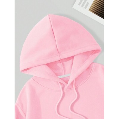 Essnce Solid Drawstring Crop Thermal Lined Hoodie - Choose Your Size