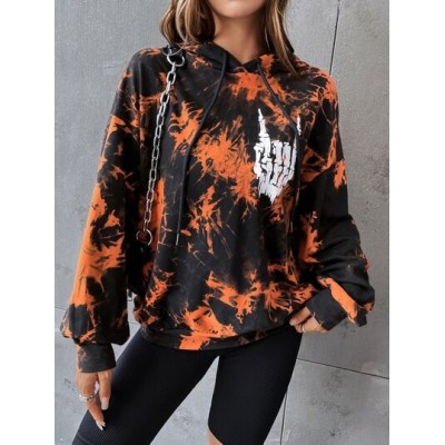 EZwear Skull Print Drop Shoulder Tie Dye Hoodie - Choose Your Size