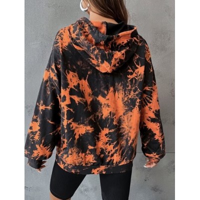 EZwear Skull Print Drop Shoulder Tie Dye Hoodie - Choose Your Size