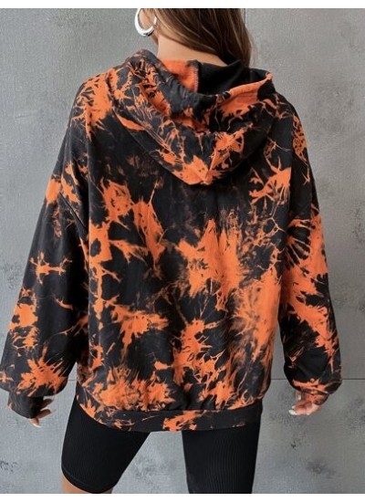 EZwear Skull Print Drop Shoulder Tie Dye Hoodie - Choose Your Size