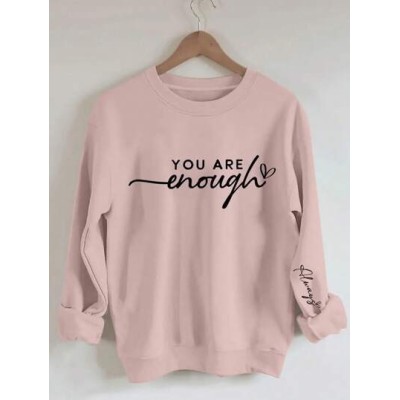 Essnce Women Simple Printed Round Neck Long Sleeve Sweatshirt - Choose Your Siz