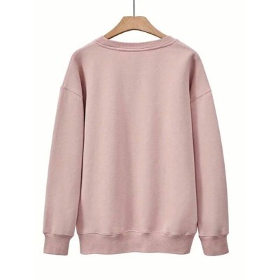 Essnce Women Simple Printed Round Neck Long Sleeve Sweatshirt - Choose Your Siz