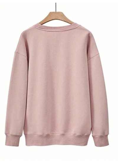 Essnce Women Simple Printed Round Neck Long Sleeve Sweatshirt - Choose Your Siz