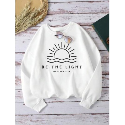 Essnce Sun & Slogan Graphic Thermal Lined Sweatshirt - Choose Your Size