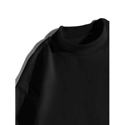 EZwear Letter Graphic Mock Neck Pullover - Choose Your Size