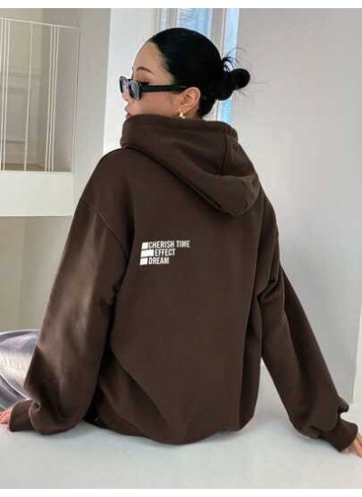 Slogan Graphic Drop Shoulder Drawstring Hoodie - Choose Your Size