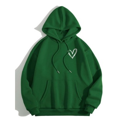 LUNE Heart Print Thermal Lined Drawstring Hoodie - Choose Your Size