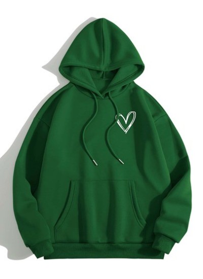 LUNE Heart Print Thermal Lined Drawstring Hoodie - Choose Your Size